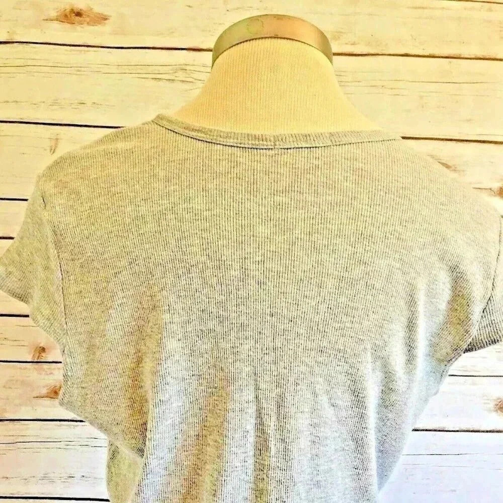 ONE CLOTHING Women Short Sleeve Pull Over V-Neck Studs Gray Shirt Top Size M - Picture 10 of 12